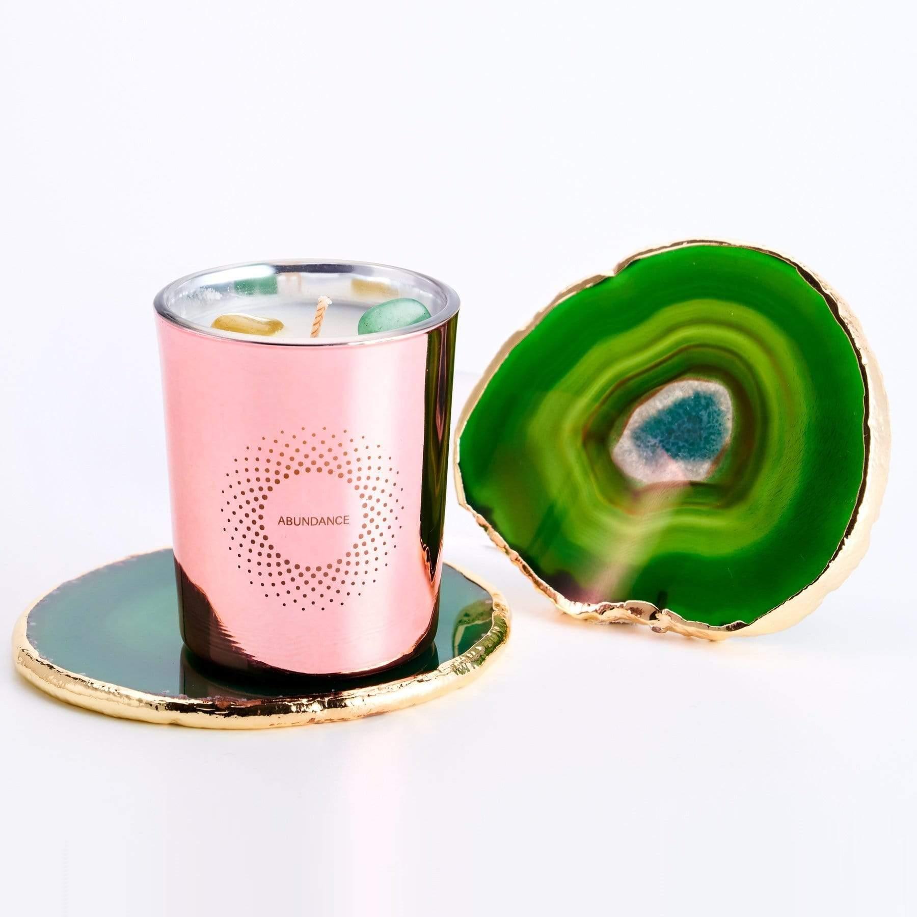 GREEN AGATE GOLD TRIM COASTER - 3Rituals