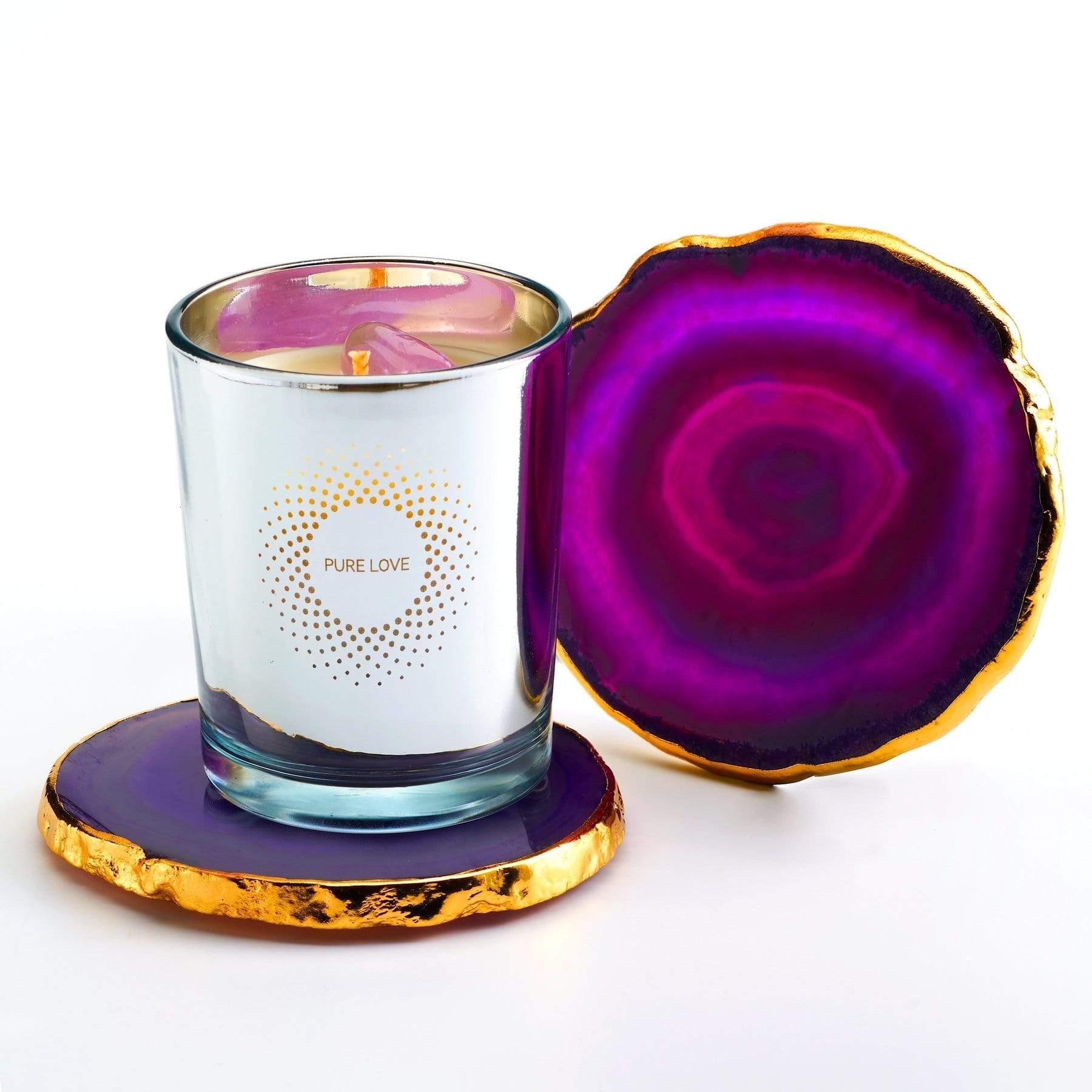 PURPLE AGATE GOLD TRIM COASTER - 3Rituals