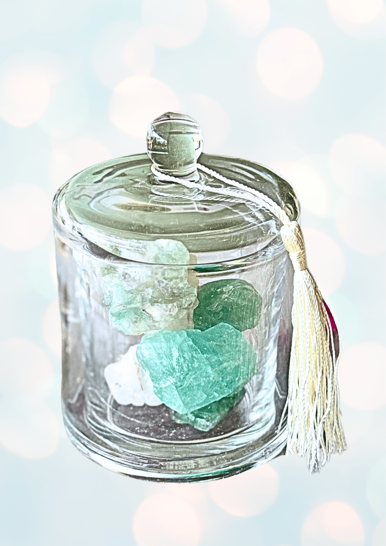 Raw Green Aventurine Diffuser in Glass Bell Jar