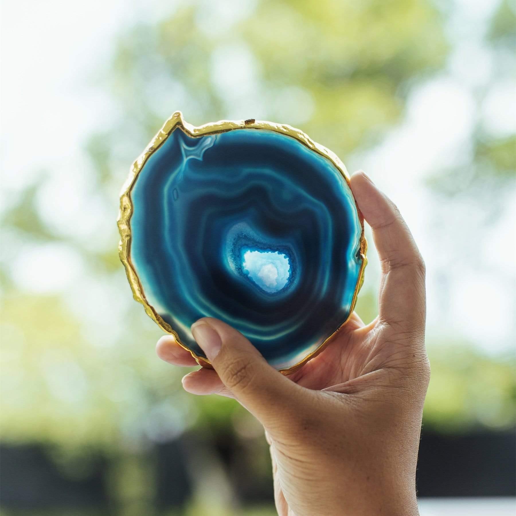 BLUE AGATE GOLD TRIM COASTER - 3Rituals