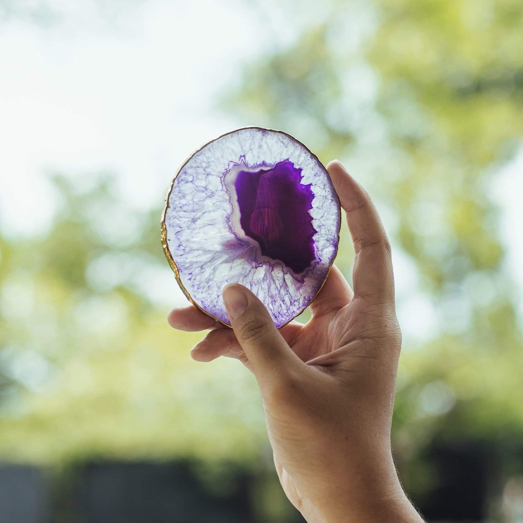 PURPLE AGATE GOLD TRIM COASTER - 3Rituals